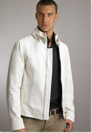 leather jacket men. White Leather Jacket for Men: