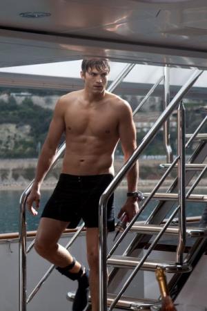 Ashton Kutcher looking wet and awesome in his black boxers underwear