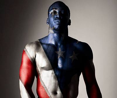 hot male body painting - american flag