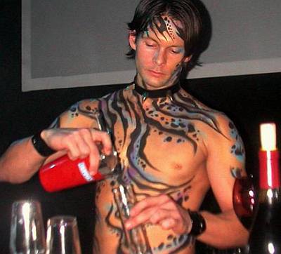 hot male body painting - bartender