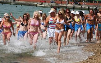 british girls bikini run