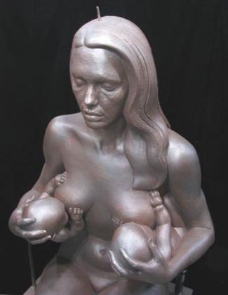 angelina jolie breast feeding sculpture