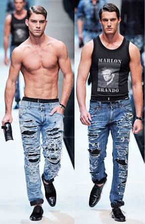 shirtless men in faded jeans dolce gabbana