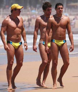 yellow speedo swimsuit - bondi beach lifeguards