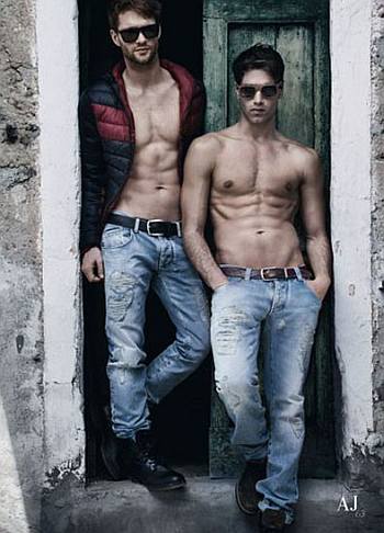 hot men in jeans armani - model fabio mancini and tomas Skoloudik