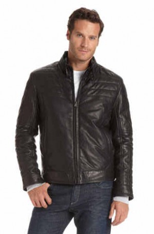 hugo boss leather jacket fur collar