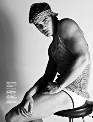 Ryan Bertroche by Matthias Vriens-McGrath for Attitude Magazine - mesh tank by dolce g swimwear by undergear