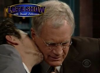 straight male celebrities kiss james franco david letterman