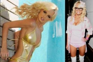 celebrities as princess leia in gold bikini - rhian sugden