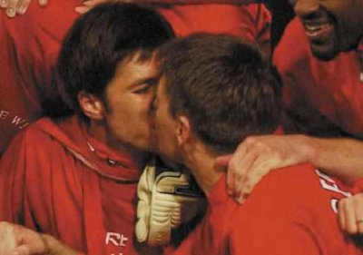 football players kissing - xabi alonso steven gerrard gay kiss