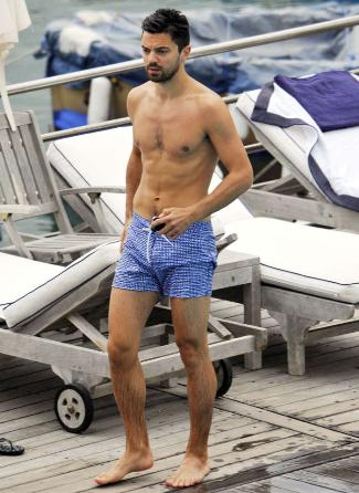dominic cooper short shorts - shirtless at beach