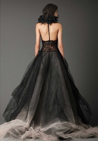 black wedding gown by vera wang back view