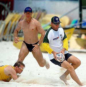 cricket players underwear Andy Bichel speedo - rugby with martin love and brad williams