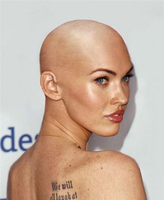 famous bald female celebrities - megan fox