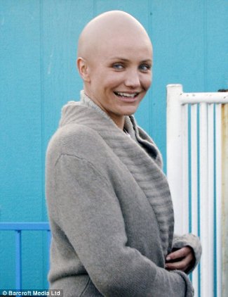 famous bald female celebrities - cameron diaz my sisters keeper - not really bald - prosthetic skull cap
