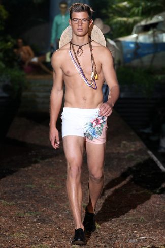dsquared male underwear model - 2014 - milan fashion week june13 - white beach shorts