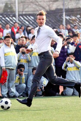 tight pants celebrity - david beckham in china