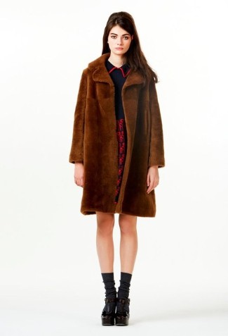 Orla Kiely Fall 2013 Brown Fur Coat