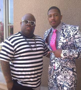 nick cannon wearing moods of norway suit with ceelo