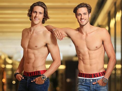 Zac and Jordan Stenmark shirtless twins in calvin klein