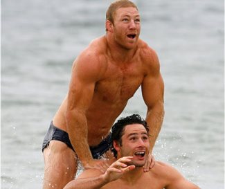 australian rugby players in speedo swimsuit - michael crocker