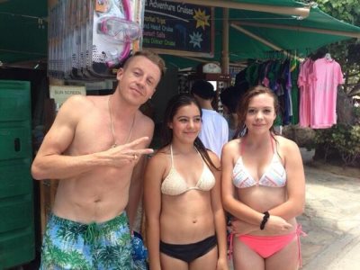 macklemore no shirt - with fans in hawaii