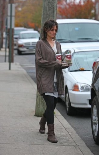 Katie Holmes and Madewell Biker Boots