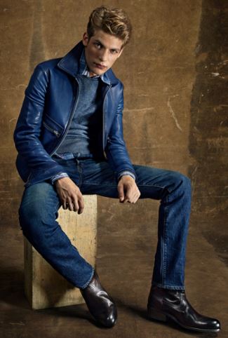 tom ford leather jackets spring summer 2015 - DENIM BLUE LAMBSKIN ZIP DETAIL BLOUSON