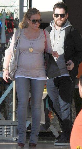 maternity jeans brand guide - Hilary Duff and Joes Skinny Flare Maternity Pants