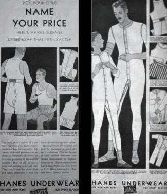 mens vintage underwear - 1920s hanes long johns