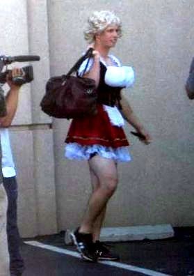 buster posey wearing skirt - sf giants rookie hazing