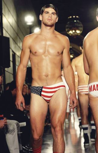 american flag underwear briefs runway model