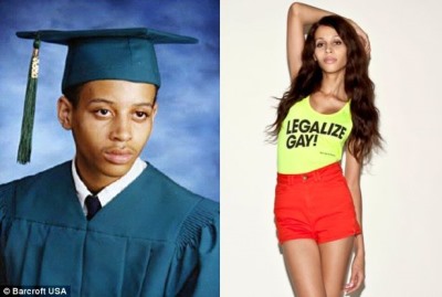 black transgender celebrity - model isis king - before and after2