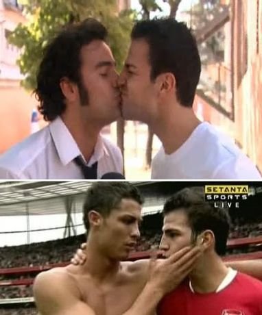 cesc fabregas gay kiss - reporter raul gomez - intimate with cristiano