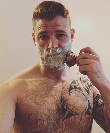 brock thompson shirtless shaving