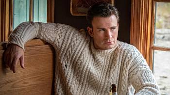 chris evans sweater knives out cable knit - ransome drysdale