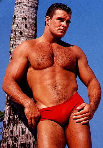 classic speedo hunks - muscle man red swimsuit