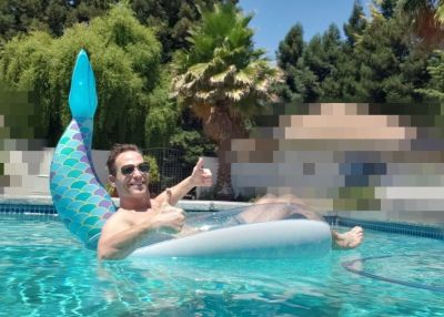 Jeff Ranieri shirtless in pool