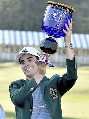 Joaquin Niemann golf champion at the greenbrier trophy