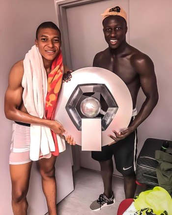 Kylian Mbappe underwear and trophy