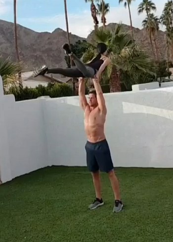 tom naylor shirtless workout with wife