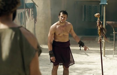 Tom Weston-Jones shirtless in troy fall of a city