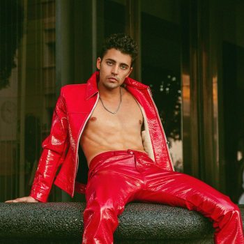 benjamin levy aguilar shirtless in pvc leather