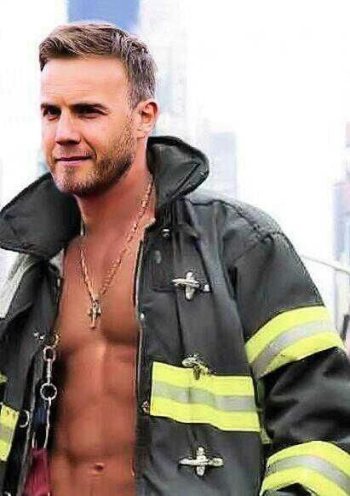 gary barlow shirtless fireman