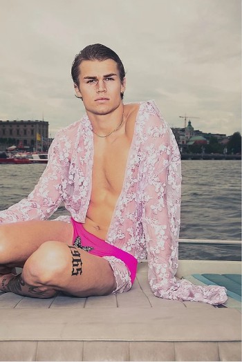 pink speedo boys - model William Wiberg Lazoschmidl Summer 2021