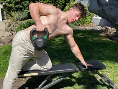 nolan gould working out biceps