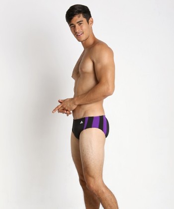 purple speedo for men - model in Adidas Event Splice Infinitex Plus Swim Brief Purple